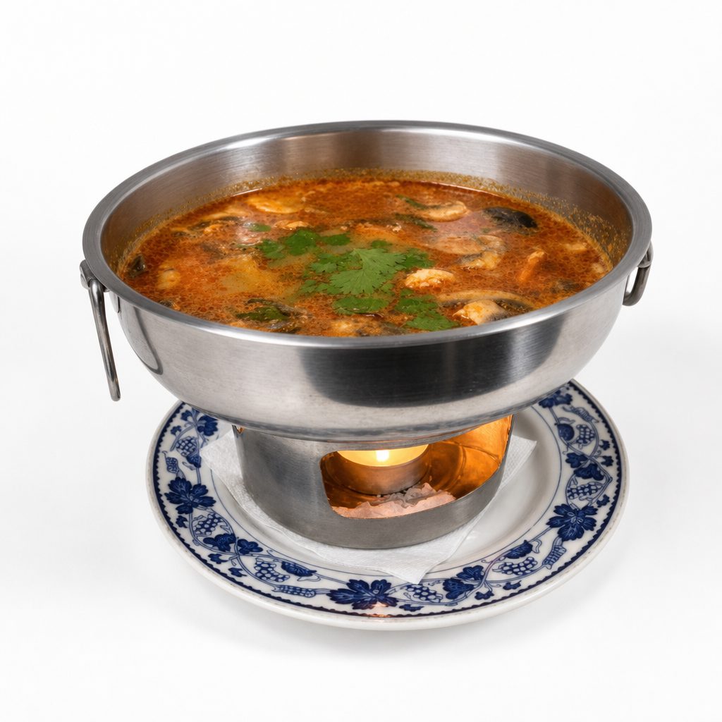 Creamy Tom Yum Soup with Seafood.