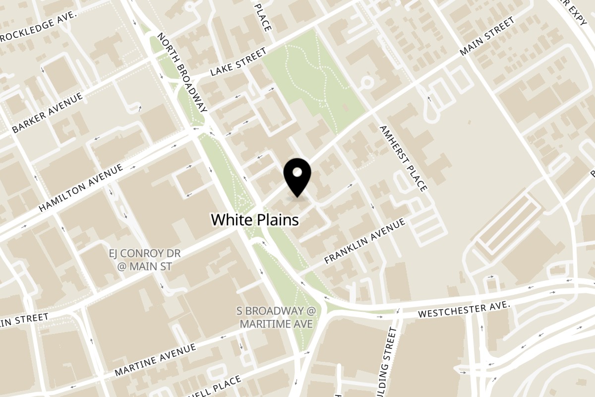 Map showing the location of Thai Den Restaurant on 2 Westchester Ave in White Plains